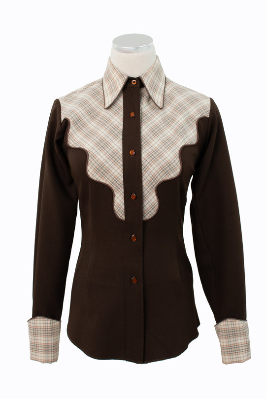 H Bar C Ranchwear | Brown Plaid Western Shirt | Vintage 70s | Size 30 | Made in USA