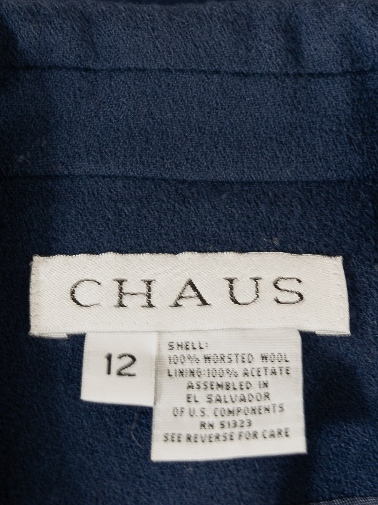 Chaus label on women's dark blue wool Suit. 