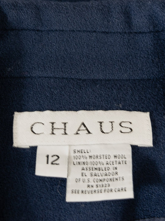 Chaus label on women's dark blue wool Suit. 