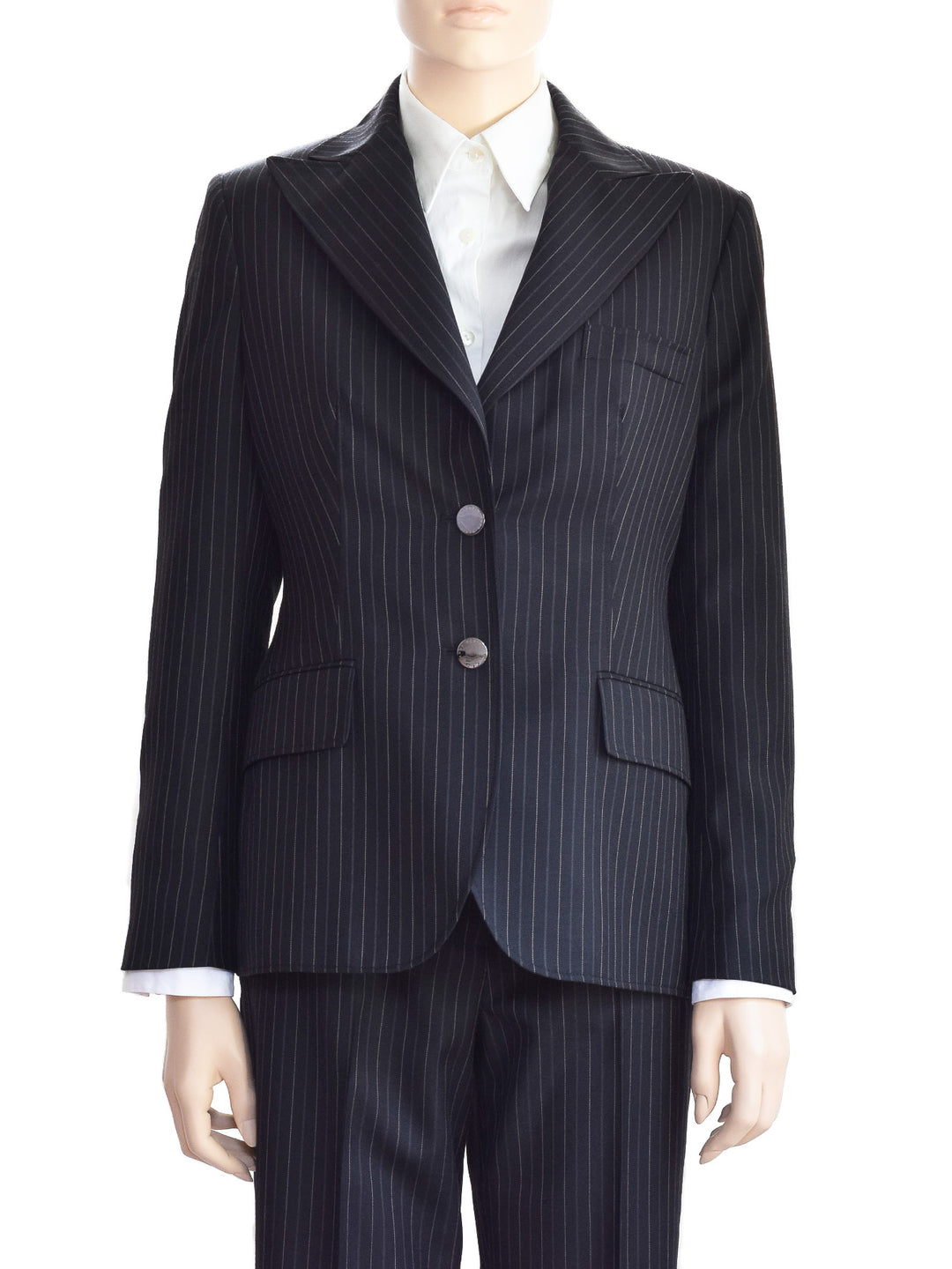 Anne Klein Pants Suit Black Pinstriped