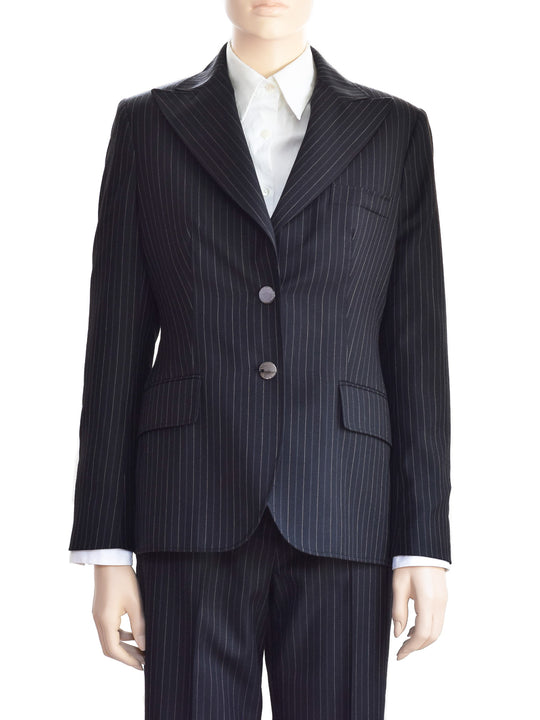 Anne Klein Pants Suit Black Pinstriped