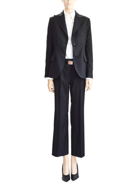 Anne Klein Pants Suit Black Pinstriped