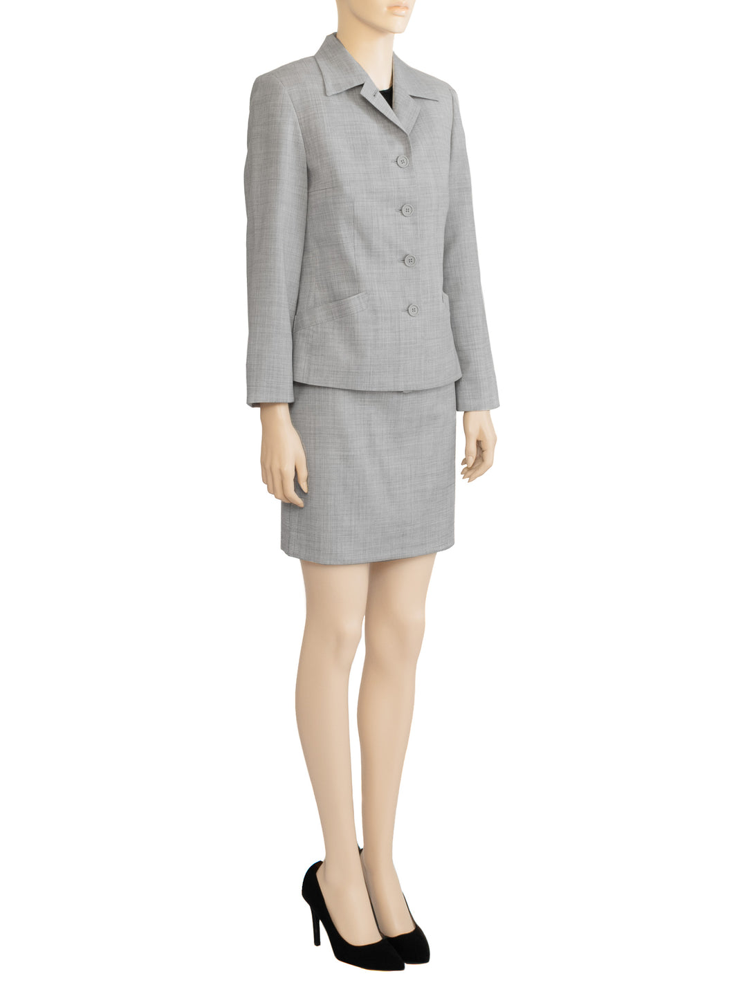 Benetton Gray Italian Wool Skirt Suit | 1990s Vintage | Size IT 38 | Made in Italy
