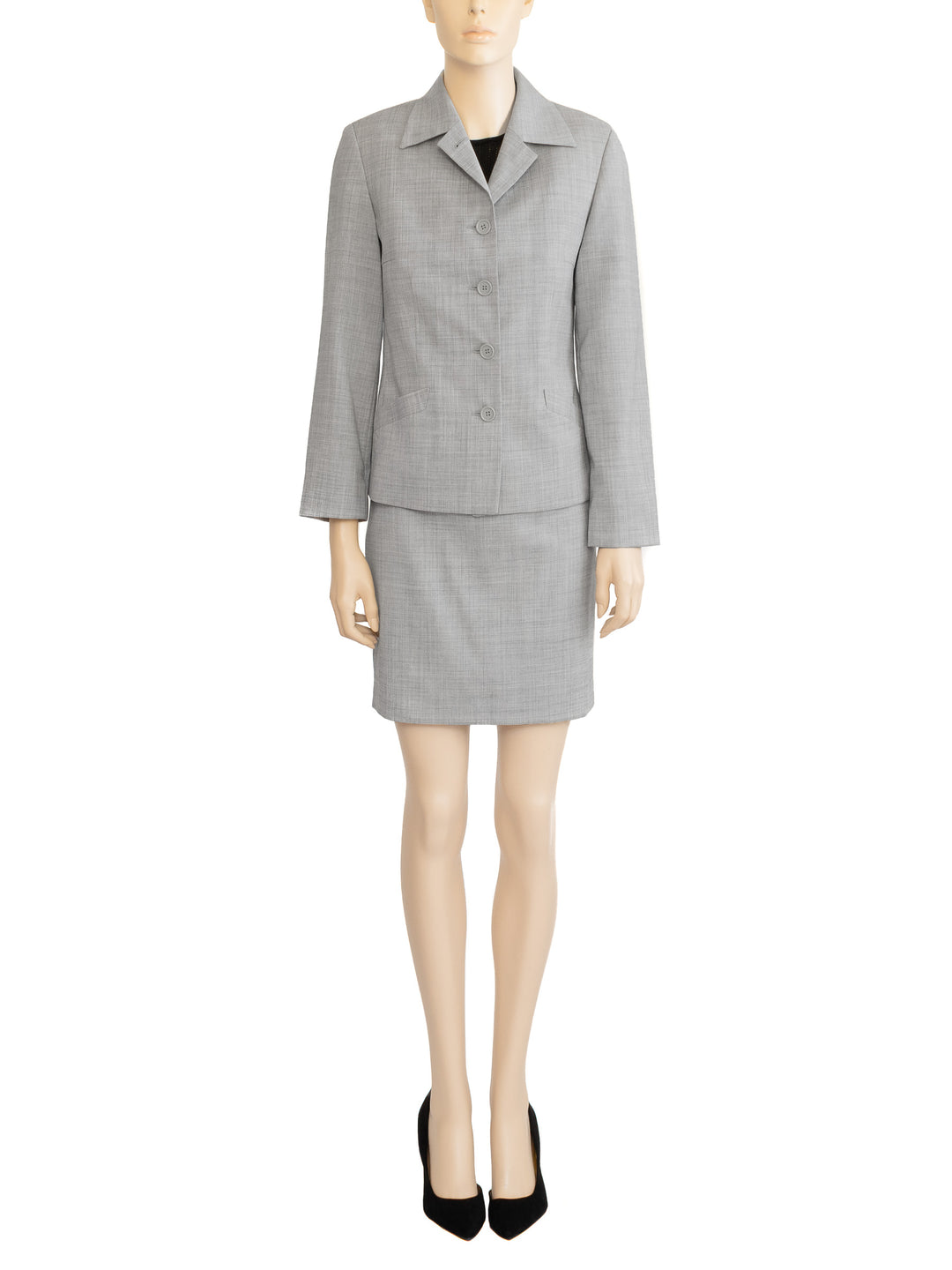 Benetton Gray Italian Wool Skirt Suit | 1990s Vintage | Size IT 38 | Made in Italy